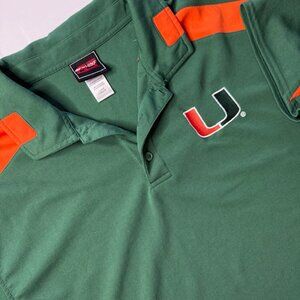 Miami University Polo Shirt Genuine Stuff L Green Embroidered Logo Stretch